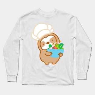 Cute Salad Chef Sloth Long Sleeve T-Shirt